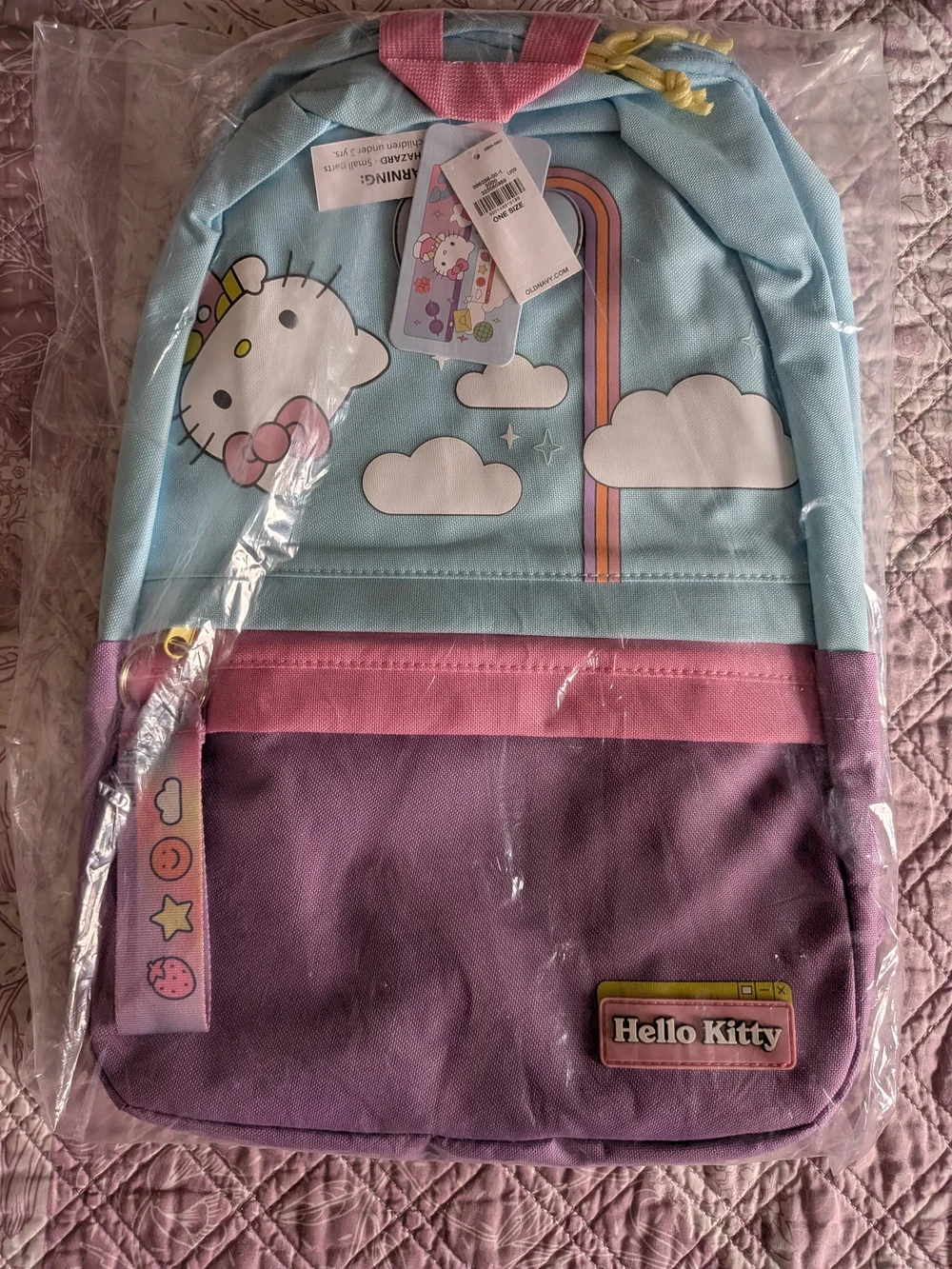 Hello Kitty Rainbow Cloud Kids Backpack & Lunch Bag - Light Blue, Pink, Purple